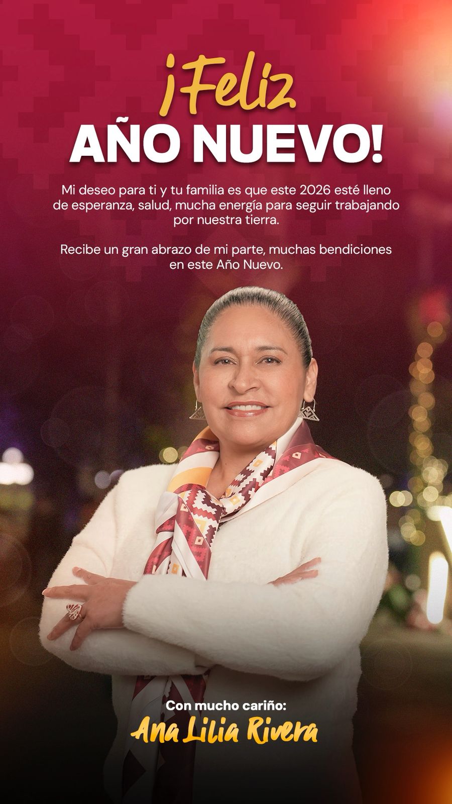 Ana Lilia Rivera llama a recibir el 2026 con unidad y compromiso por Tlaxcala y México
